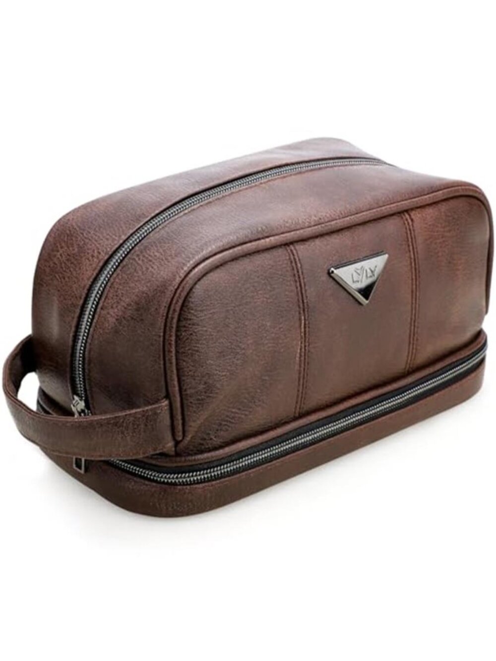 Leather Travel Toiletry Bag for Men Dopp Kit Coffee